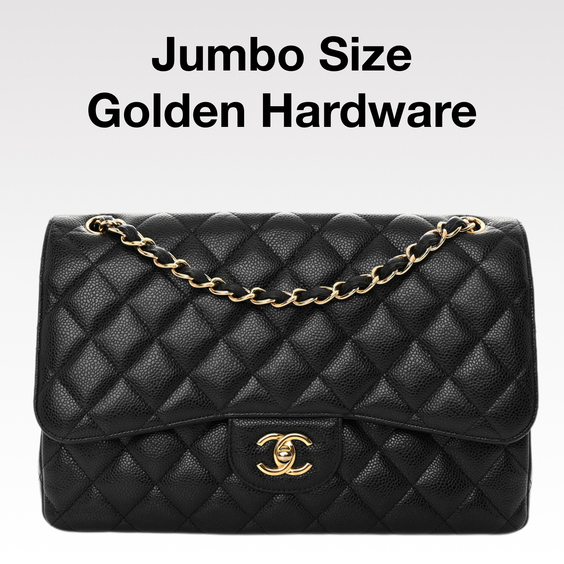Chanel Classic Flag Bag Jumbo Classic Double Flap Bag Black Caviar Gold Hardware - Bag