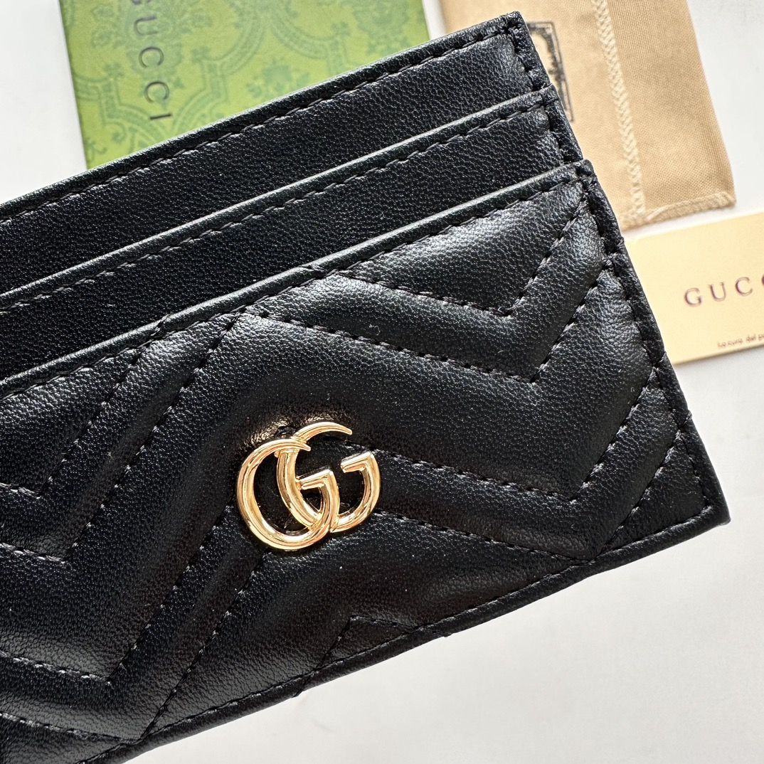Gucci GG Marmont card case black leather-wallet