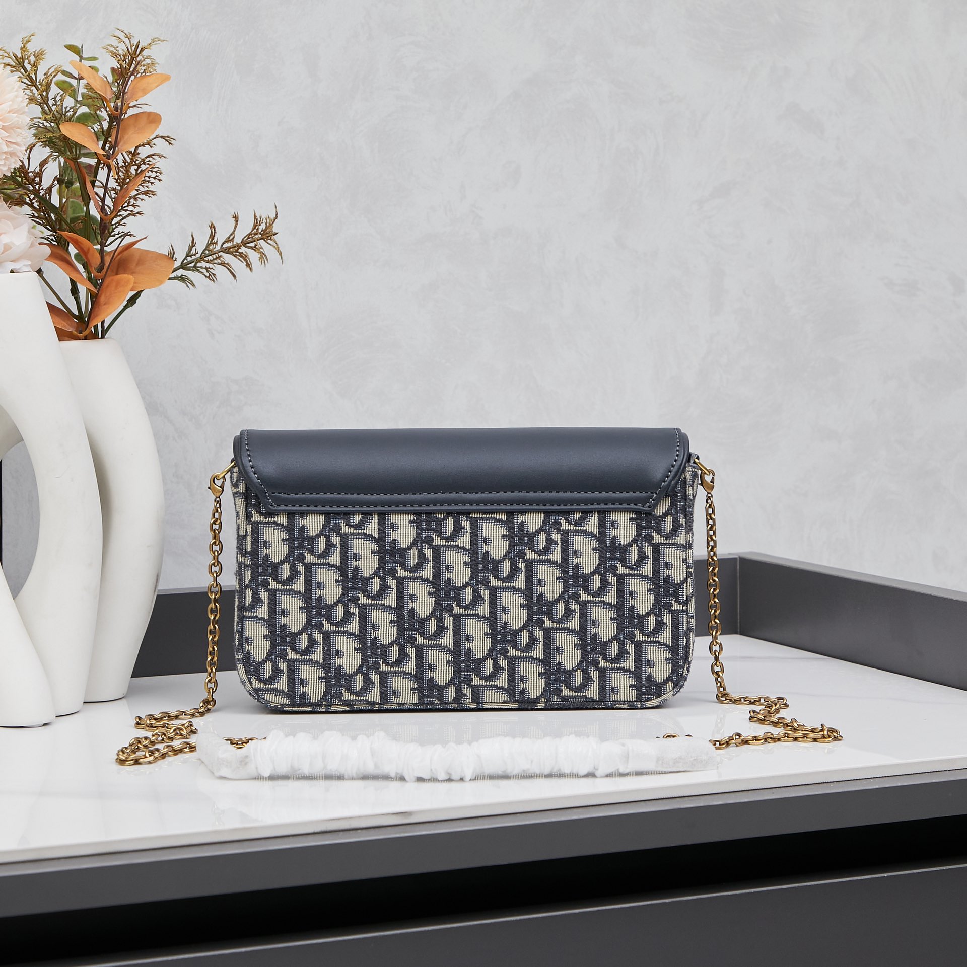 Dior Saddle Blue Chain Pouch Bag