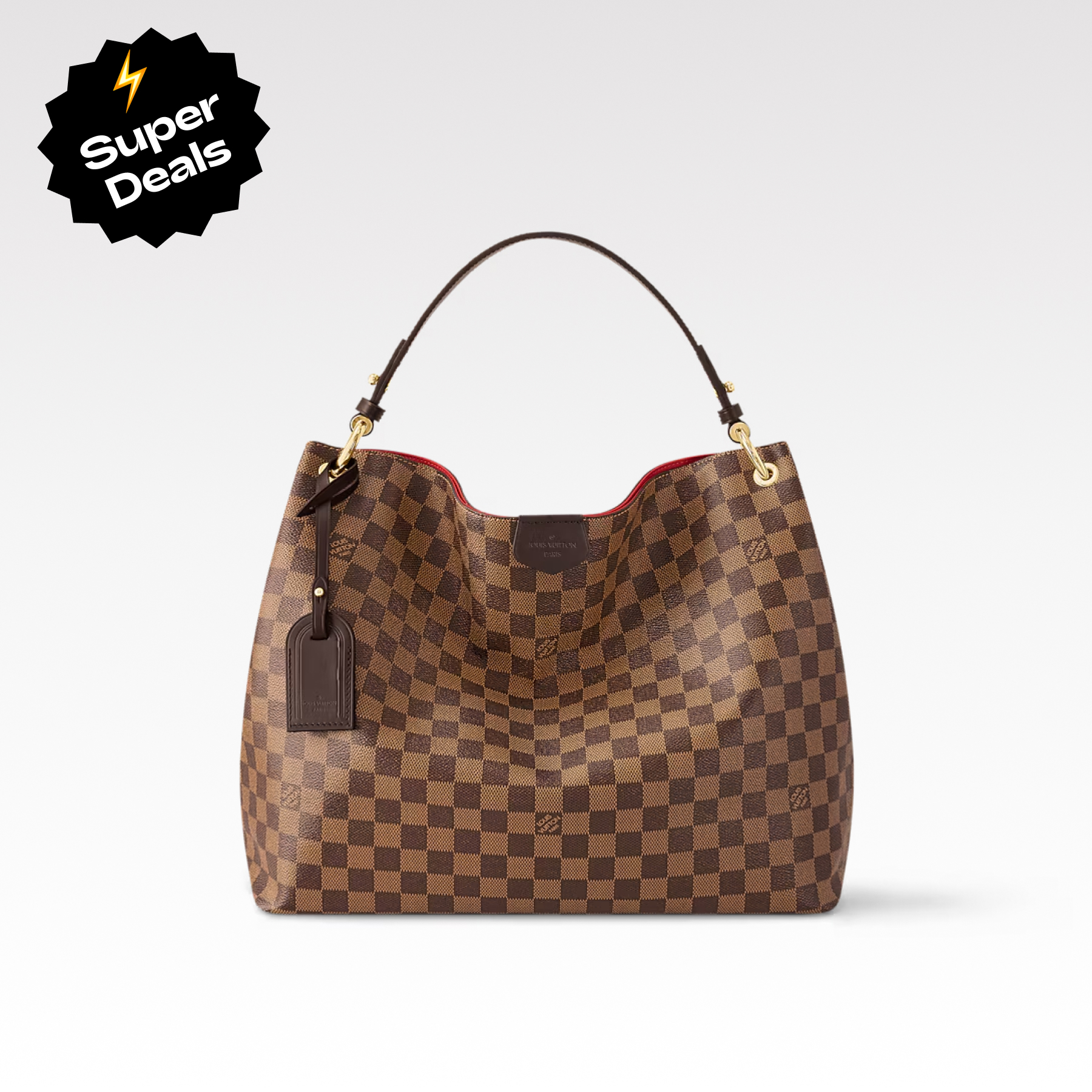 Louis Vuitton Graceful MM Damier Ebene Canvas Shoulder Bag-Ebene Bag