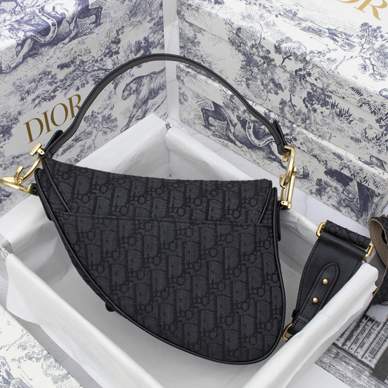 Dior Saddle Handbag Oblique Jacquard Black Bag