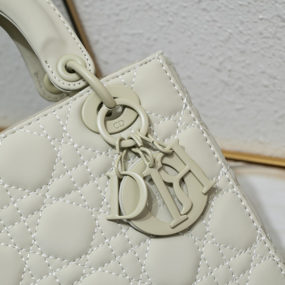Dior Small Lady Dior Bag White Ultramatte Calfskin - Bag