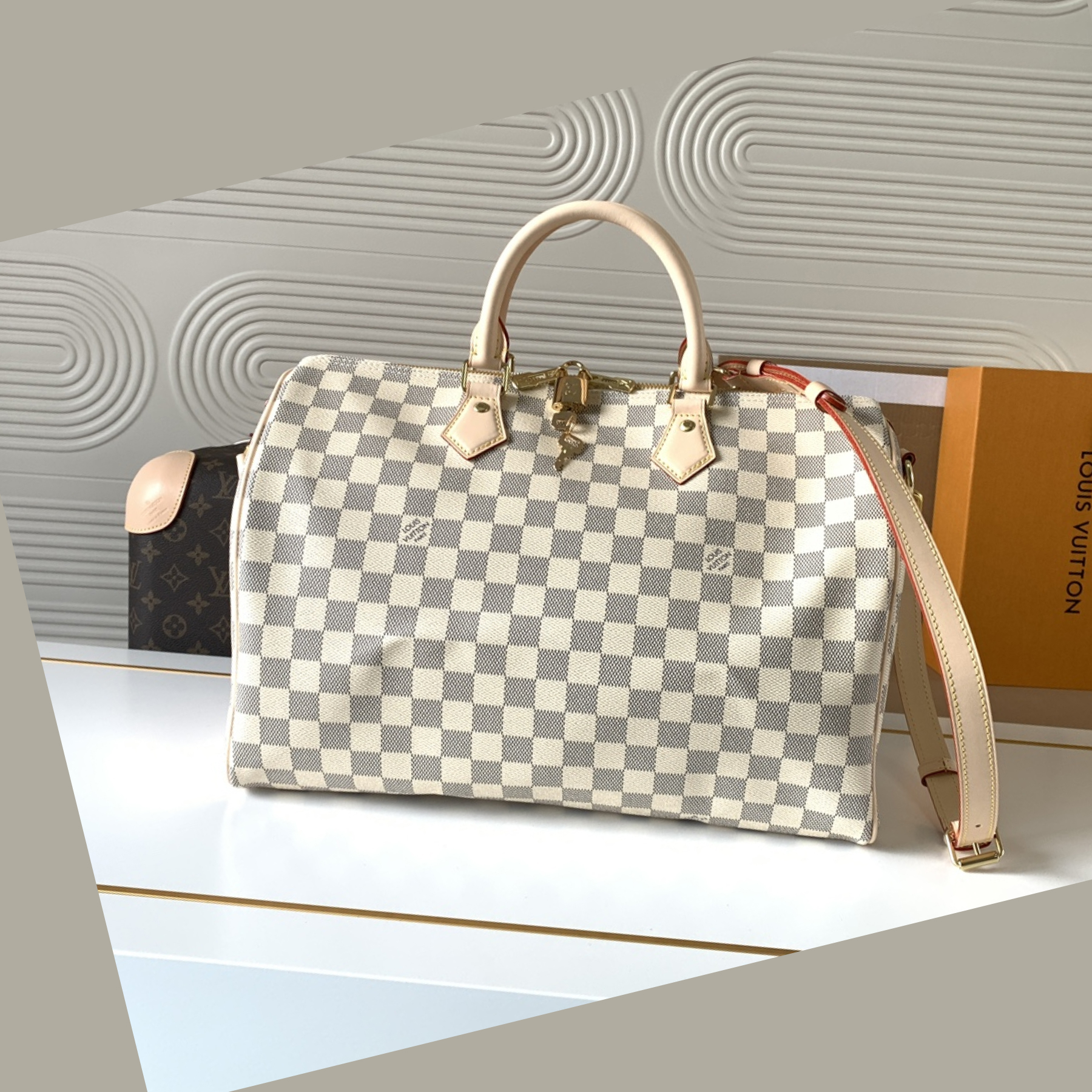 Louis Vuitton Speedy Bandoulière Damier Azur Canvas Women Handbag - Bag