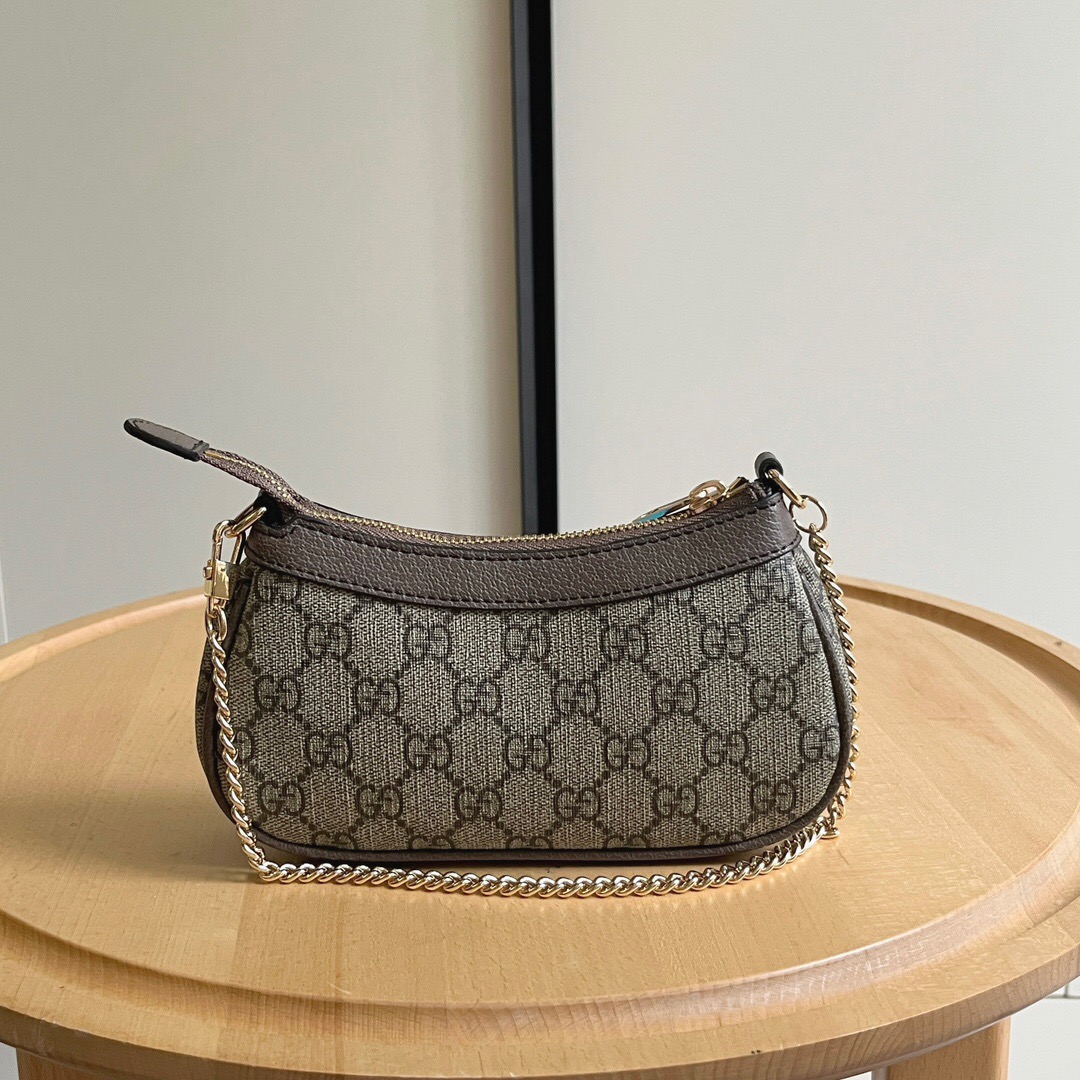 Gucci Ophidia Collection Handbag - Beige And Dark Brown Bag