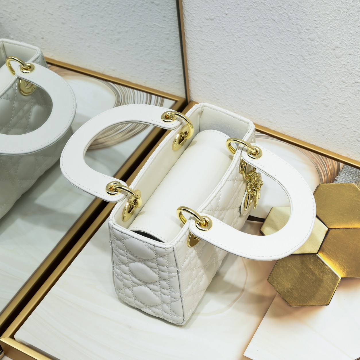 Dior Mini Lady Dior Bag White Cannage Calfskin - Bag