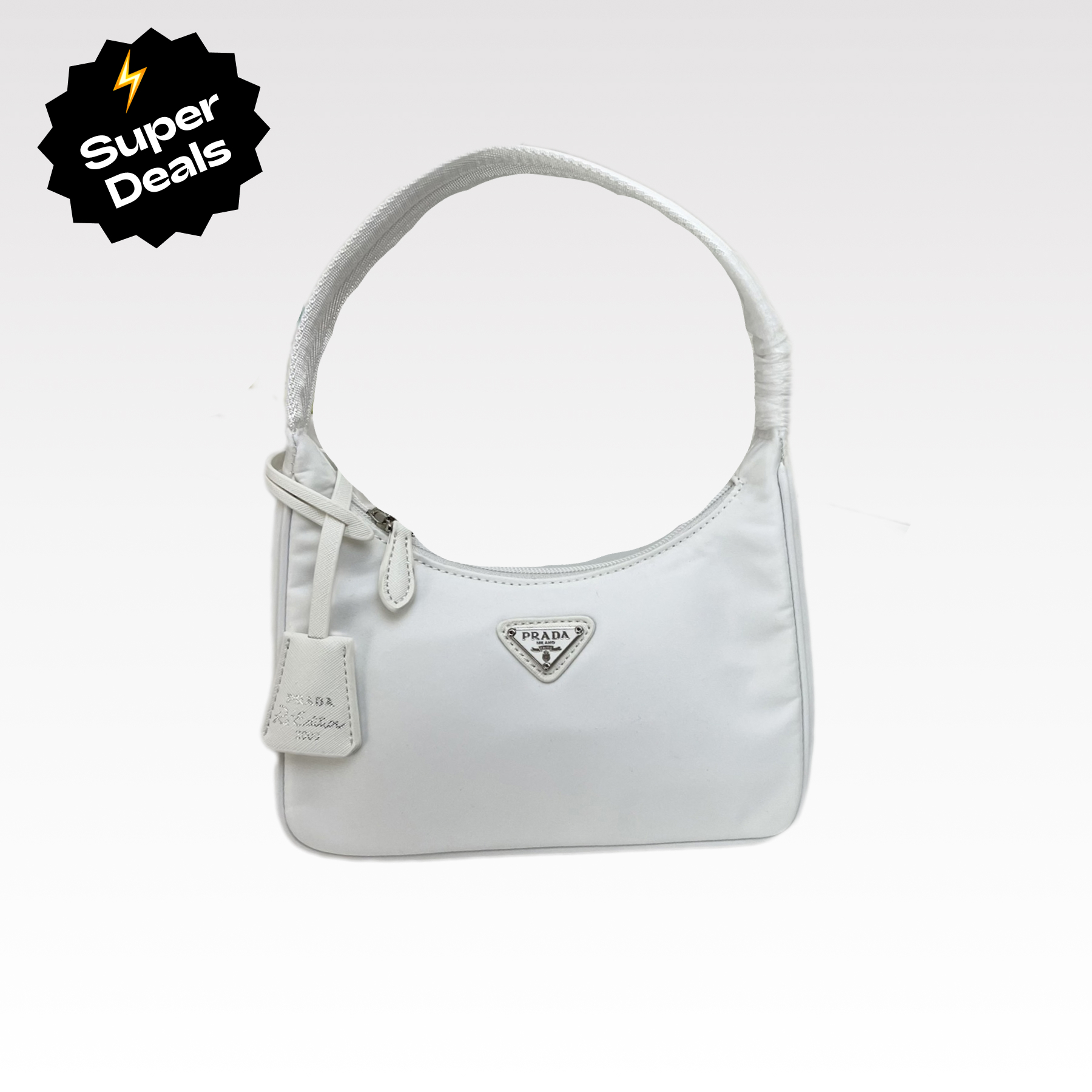 Prada Hobo Medieval Moon Bag - White Bag