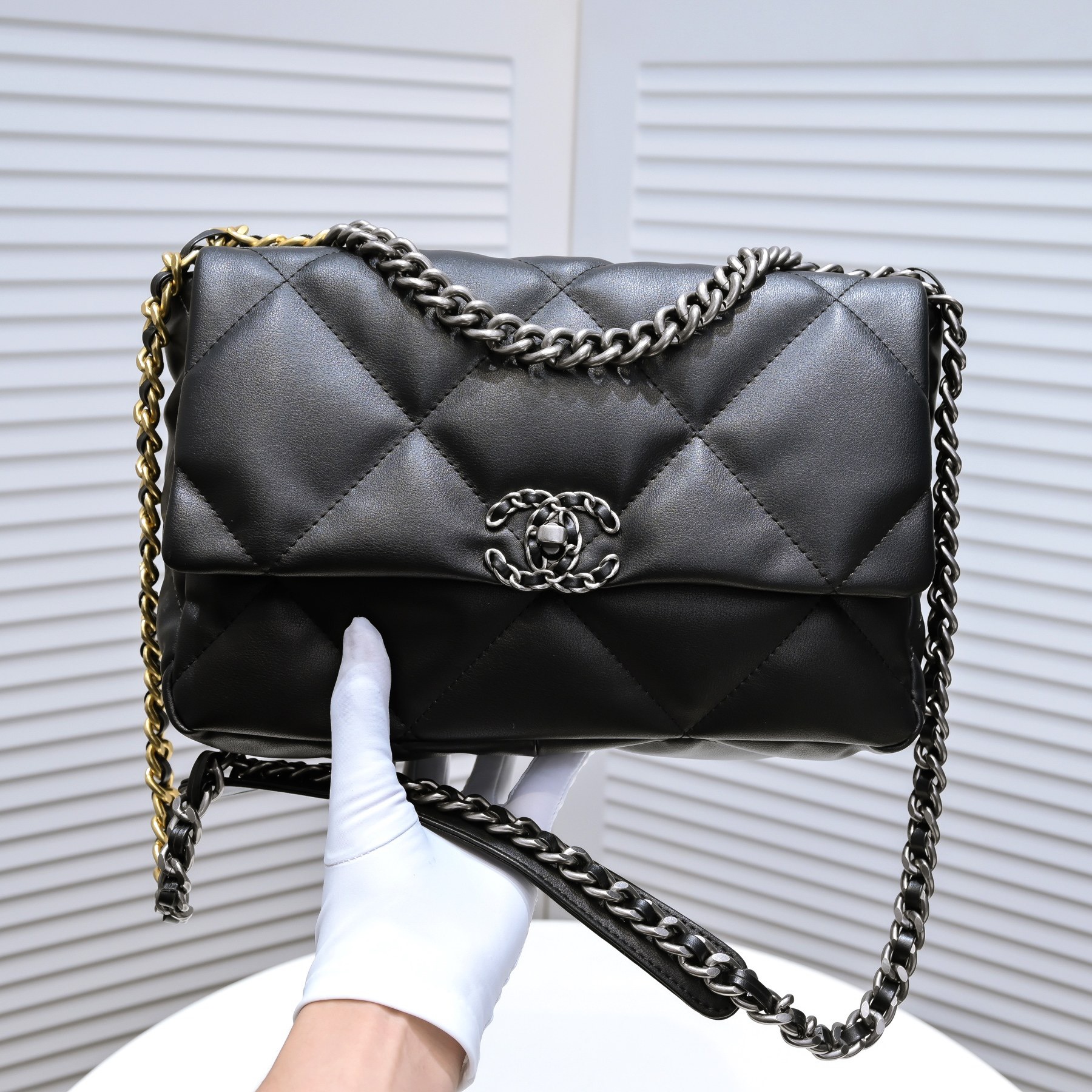 Chanel Calfskin Quilted Large Chanel 19 Flap Black - Bag