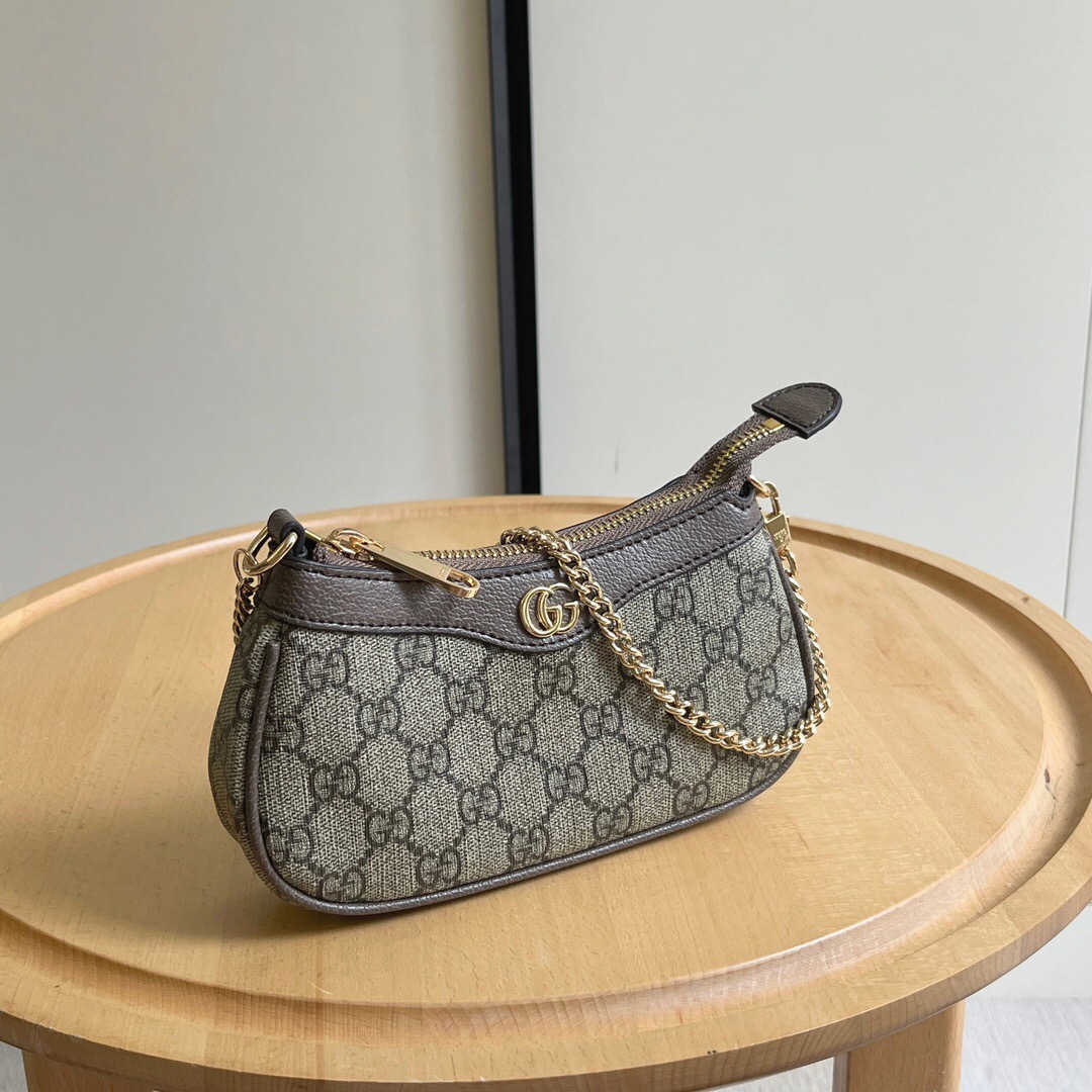 Gucci Ophidia Collection Handbag - Beige And Dark Brown Bag