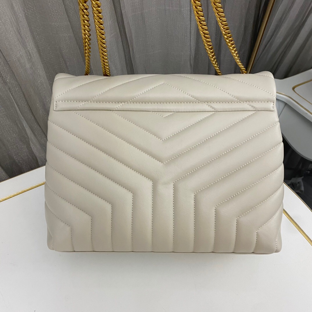 SAINT LAURENT Loulou medium quilted leather shoulder bag white - Bag